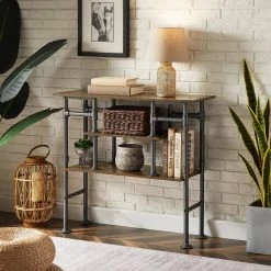 Console Sofa Side Table, 11.8"W Narrow Sideboard with Open Rectangle Shelf, For Entryway, Living Room. Brown，31.4"H by VECELO -Camaflexi Shop brown vecelo end side tables khd xf cst02 brn 44 1000