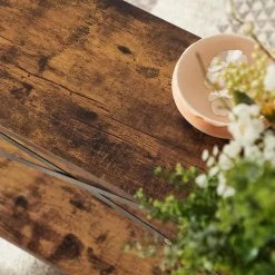 Console Sofa Table with 2 Removable Trays, 11.8"W Narrow Sideboard with Open Rectangle Shelf, Entryway, Brown, 28.9"H by VECELO -Camaflexi Shop brown vecelo end side tables khd xf cst03 brn 44 1000