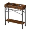 Console Sofa Table with 2 Removable Trays, 11.8"W Narrow Sideboard with Open Rectangle Shelf, Entryway, Brown, 28.9"H by VECELO 1 Console Sofa Table with 2 Removable Trays, 11.8"W Narrow Sideboard with Open Rectangle Shelf, Entryway, Brown, 28.9"H by VECELO -Camaflexi Shop brown vecelo end side tables khd xf cst03 brn 64 1000