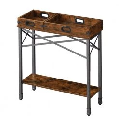 Console Sofa Table with 2 Removable Trays, 11.8"W Narrow Sideboard with Open Rectangle Shelf, Entryway, Brown, 28.9"H by VECELO
