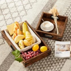 Console Sofa Table with 2 Removable Trays, 11.8"W Narrow Sideboard with Open Rectangle Shelf, Entryway, Brown, 28.9"H by VECELO -Camaflexi Shop brown vecelo end side tables khd xf cst03 brn fa 1000