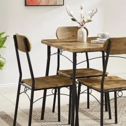 27.5 in. L 3-Piece Dining Table Set Rectangular Kitchen 1 Table & 2 Chairs Wooden Table Set with Metal Frame,Brown by VECELO 17 27.5 in. L 3-Piece Dining Table Set Rectangular Kitchen 1 Table & 2 Chairs Wooden Table Set with Metal Frame,Brown by VECELO -Camaflexi Shop brown vecelo kitchen dining tables khd mx tc10a fa 1000