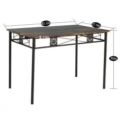 5-Piece Dining Table Set Wooden Kitchen Table 1 Table 4 Chairs Metal Legs, Rectangular Dining Table Sets，42.1"L, Brown by VECELO -Camaflexi Shop brown vecelo kitchen dining tables khd xjm tc07 4f 1000