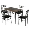 5-Piece Dining Table Set Wooden Kitchen Table 1 Table 4 Chairs Metal Legs, Rectangular Dining Table Sets，42.1"L, Brown by VECELO -Camaflexi Shop brown vecelo kitchen dining tables khd xjm tc07 64 1000