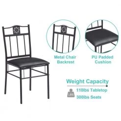 Brown 3-Piece Dining Set Modern Dining Table Set, Metal and Wood Square Dining Table w/2 Chairs - Brown，27.5"L by VECELO -Camaflexi Shop brown vecelo kitchen dining tables khd xjm tc07a d4 1000