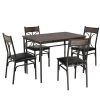 42 in. L 5-Piece Dining Table 1-Kitchen Table and 4-Chairs Metal and Wood Rectangular Brown Dining Room Table (Set of 4) by VECELO -Camaflexi Shop brown vecelo kitchen dining tables khd xjm tc08 64 1000