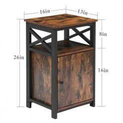 End Table, X-design Farmhouse Nightstand Sofa Table with Storage locker for Living Room and Bedroom Brown，26"Tx13"Wx16"L by VECELO -Camaflexi Shop brown vecelo nightstands khd dc ns03 brn 44 1000