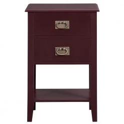 Nightstand with 2 Drawers and Open Shelf, Industrial Square End Table for Storage, 23.6"H X 11.8"W X 15.7"L,Brown by VECELO 15 Nightstand with 2 Drawers and Open Shelf, Industrial Square End Table for Storage, 23.6"H X 11.8"W X 15.7"L,Brown by VECELO -Camaflexi Shop brown vecelo nightstands khd hd ns14 rbn 4f 1000