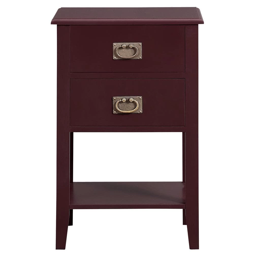 Nightstand with 2 Drawers and Open Shelf, Industrial Square End Table for Storage, 23.6"H X 11.8"W X 15.7"L,Brown by VECELO 7 Nightstand with 2 Drawers and Open Shelf, Industrial Square End Table for Storage, 23.6"H X 11.8"W X 15.7"L,Brown by VECELO - Image 5