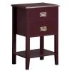 Nightstand with 2 Drawers and Open Shelf, Industrial Square End Table for Storage, 23.6"H X 11.8"W X 15.7"L，Brown by VECELO