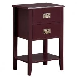 Nightstand with 2 Drawers and Open Shelf, Industrial Square End Table for Storage, 23.6"H X 11.8"W X 15.7"L，Brown by VECELO
