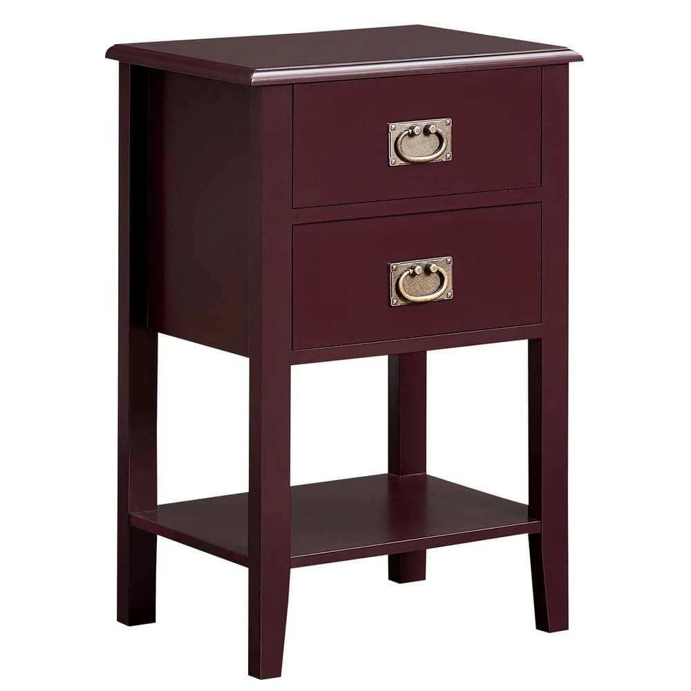 Nightstand with 2 Drawers and Open Shelf, Industrial Square End Table for Storage, 23.6"H X 11.8"W X 15.7"L,Brown by VECELO 3 Nightstand with 2 Drawers and Open Shelf, Industrial Square End Table for Storage, 23.6"H X 11.8"W X 15.7"L,Brown by VECELO