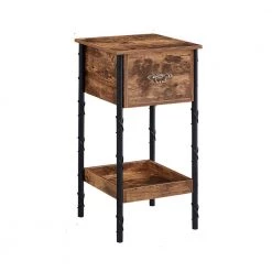 Tall Nightstand, End Table with 1 Drawer and storage box, Bedside Table, End Table, Brown，27.6"Tx13.8"Wx13.8"L by VECELO