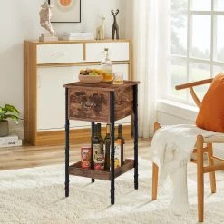 Tall Nightstand, End Table with 1 Drawer and storage box, Bedside Table, End Table, Brown，27.6"Tx13.8"Wx13.8"L by VECELO -Camaflexi Shop brown vecelo nightstands khd jyx hns02 brn fa 1000