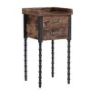Tall Nightstand, End Table with 2 drawers, Bedside Table, Industrial End Telephone Table, Brown，27.6"H x 13.8"W x 13.8"W by VECELO