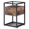 Brown End Table with Flip Drawer, Open Storage Shelf, Tempered Glass Night Stands 23.6 in. H x 15.7 in. W x 15.7 in. D by VECELO -Camaflexi Shop brown vecelo nightstands khd jyx nt07 brn 64 1000