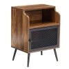 Nightstand, 3-Tier End Table with Grid Door, Side Table for Small Spaces, Metal Legs, Brown，22"Tx11.8"Wx15.7"L by VECELO -Camaflexi Shop brown vecelo nightstands khd mx ns18 rbn 64 1000