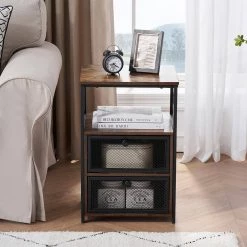 Modern Night Stand End Side Table with Storage and Door, Nightstands with Drawers for Home, Brown, 23.8"Tx13.8"Wx15.7"L by VECELO 17 Modern Night Stand End Side Table with Storage and Door, Nightstands with Drawers for Home, Brown, 23.8"Tx13.8"Wx15.7"L by VECELO -Camaflexi Shop brown vecelo nightstands khd xf ns04 brn 31 1000
