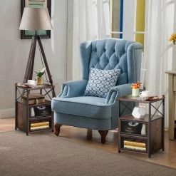 2-Pieces Brown NightStand & End Side Table w/ Storage Space & Door NightStand w/ Flip Drawers 15.7in.x 13.8in.x 23.8in. by VECELO 20 2-Pieces Brown NightStand & End Side Table w/ Storage Space & Door NightStand w/ Flip Drawers 15.7in.x 13.8in.x 23.8in. by VECELO -Camaflexi Shop brown vecelo nightstands khd xf ns04 brn a2 76 1000