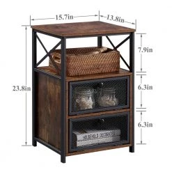 2-Pieces Brown NightStand & End Side Table w/ Storage Space & Door NightStand w/ Flip Drawers 15.7in.x 13.8in.x 23.8in. by VECELO 15 2-Pieces Brown NightStand & End Side Table w/ Storage Space & Door NightStand w/ Flip Drawers 15.7in.x 13.8in.x 23.8in. by VECELO -Camaflexi Shop brown vecelo nightstands khd xf ns04 brn a2 c3 1000