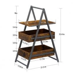 Brown 3-Tier Industrial Versatile End Side Table Nightstand SofaTable Large Storage 21.5 in. D x 32.4 in. H x 13.8 in. W by VECELO -Camaflexi Shop brown vecelo nightstands khd xf nt12 brn 1f 1000