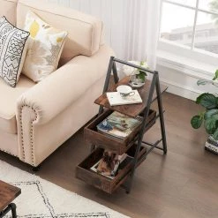 Brown 3-Tier Industrial Versatile End Side Table Nightstand SofaTable Large Storage 21.5 in. D x 32.4 in. H x 13.8 in. W by VECELO -Camaflexi Shop brown vecelo nightstands khd xf nt12 brn 66 1000