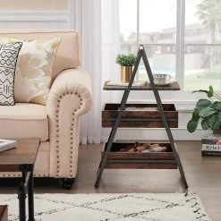 Brown 3-Tier Industrial Versatile End Side Table Nightstand SofaTable Large Storage 21.5 in. D x 32.4 in. H x 13.8 in. W by VECELO -Camaflexi Shop brown vecelo nightstands khd xf nt12 brn c3 1000