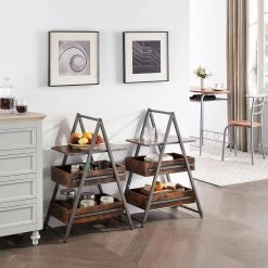 Brown 3-Tier Industrial Versatile End Side Table Nightstand SofaTable Large Storage 21.5 in. D x 32.4 in. H x 13.8 in. W by VECELO -Camaflexi Shop brown vecelo nightstands khd xf nt12 brn fa 1000