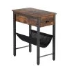 Side Table Narrow End Table with 1-Drawer and Magazine Holder Sling 19.7 x 11.87 x 24 in. Industrial Nightstand Brown by VECELO