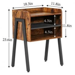 Side End Table Furniture with 2-Tier Open Storage Compartments Industrial Nightstand for Small Spaces, 18.3"X23.6"X11.8" by VECELO -Camaflexi Shop brown vecelo nightstands khd xf st13 1f 1000