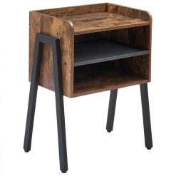 Side End Table Furniture with 2-Tier Open Storage Compartments Industrial Nightstand for Small Spaces, 18.3"X23.6"X11.8" by VECELO