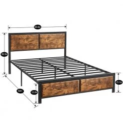 Full Size Platform Metal Bed Frame with Wooden Headboard and Footboard,Rustic Country Style Bed Frame,56.6"W,Brown by VECELO 14 Full Size Platform Metal Bed Frame with Wooden Headboard and Footboard,Rustic Country Style Bed Frame,56.6"W,Brown by VECELO -Camaflexi Shop brown vecelo platform beds khd btj mbf04 rbn 1f 1000