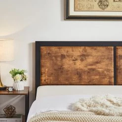 Full Size Platform Metal Bed Frame with Wooden Headboard and Footboard,Rustic Country Style Bed Frame,56.6"W,Brown by VECELO 17 Full Size Platform Metal Bed Frame with Wooden Headboard and Footboard,Rustic Country Style Bed Frame,56.6"W,Brown by VECELO -Camaflexi Shop brown vecelo platform beds khd btj mbf04 rbn 31 1000