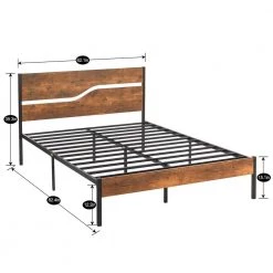 Queen Metal Platform Bed Frame with Wooden Headboard Platform Bed with Metal Frame Under Bed Storage, 62.1 in.W Brown by VECELO -Camaflexi Shop brown vecelo platform beds khd btj mbq03 rbn 1f 1000