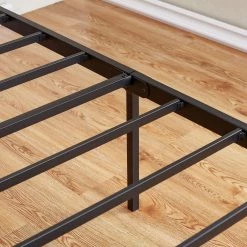 Queen Size Metal Platform Bed Frame with Wooden Headboard，Platform Bed with Metal Frame Under Bed Storage，62.1"W，Brown by VECELO -Camaflexi Shop brown vecelo platform beds qh btj mbq002 rbn 31 1000