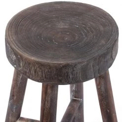 Antique Round Wooden Chair Log Cabin Stools Set of 2 by Vintiquewise -Camaflexi Shop brown vintiquewise bar stools qi003846 2 44 1000