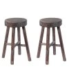 Antique Round Wooden Chair Log Cabin Stools Set of 2 by Vintiquewise -Camaflexi Shop brown vintiquewise bar stools qi003846 2 64 1000