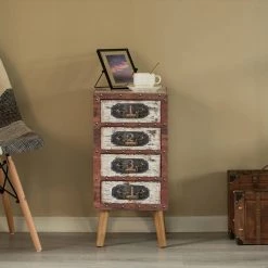 Antique Rustic Brown Wood Vintage Tallboy Chest with 4 Drawers and Legs by Vintiquewise 12 Antique Rustic Brown Wood Vintage Tallboy Chest with 4 Drawers and Legs by Vintiquewise -Camaflexi Shop brown vintiquewise chest of drawers qi004261 4f 1000