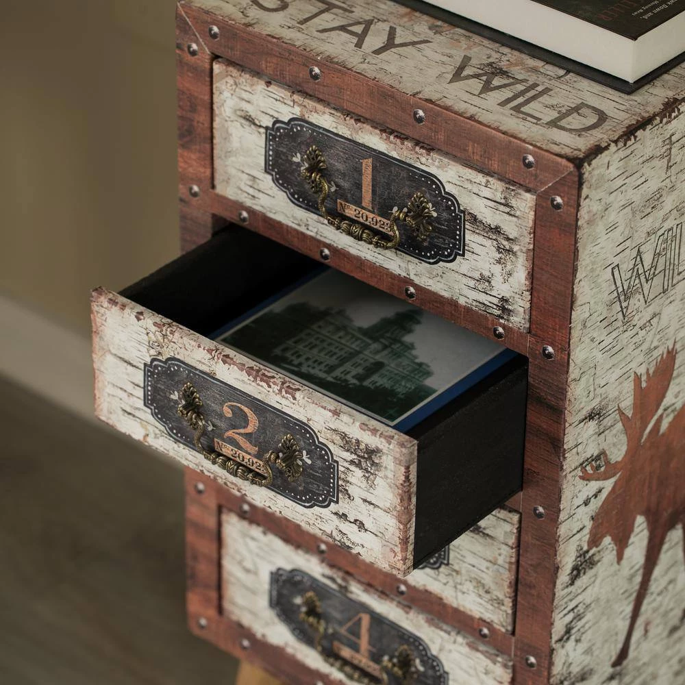 Antique Rustic Brown Wood Vintage Tallboy Chest with 4 Drawers and Legs by Vintiquewise 5 Antique Rustic Brown Wood Vintage Tallboy Chest with 4 Drawers and Legs by Vintiquewise - Image 3