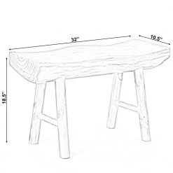 32 W x 10.5 D x 19 H in. Rustic Carved Wood Natural Edge Entryway Log Accent Bench by Vintiquewise -Camaflexi Shop brown vintiquewise dining benches qi003836 1f 1000