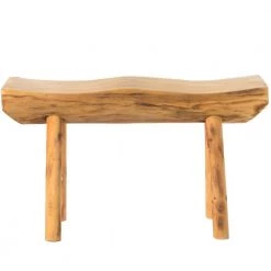 32 W x 10.5 D x 19 H in. Rustic Carved Wood Natural Edge Entryway Log Accent Bench by Vintiquewise -Camaflexi Shop brown vintiquewise dining benches qi003836 4f 1000