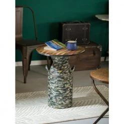 22 in. Antique Brown Rustic Round Milk Can Side Table Farmhouse Milk Jug End Table by Vintiquewise 14 22 in. Antique Brown Rustic Round Milk Can Side Table Farmhouse Milk Jug End Table by Vintiquewise -Camaflexi Shop brown vintiquewise end side tables qi003690 1f 1000