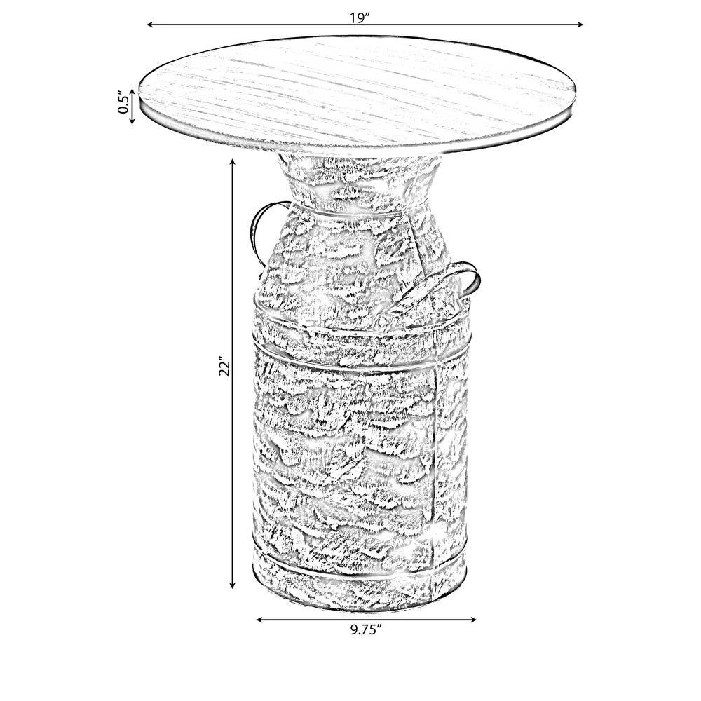 22 in. Antique Brown Rustic Round Milk Can Side Table Farmhouse Milk Jug End Table by Vintiquewise 9 22 in. Antique Brown Rustic Round Milk Can Side Table Farmhouse Milk Jug End Table by Vintiquewise - Image 7