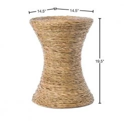 14.5 Dia x 19.5 in. H Brown Decorative Round Wicker Side Table Hourglass Shape Accent Coffee Table by Vintiquewise -Camaflexi Shop brown vintiquewise end side tables qi003834 40 1000