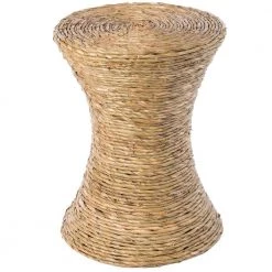 14.5 Dia x 19.5 in. H Brown Decorative Round Wicker Side Table Hourglass Shape Accent Coffee Table by Vintiquewise -Camaflexi Shop brown vintiquewise end side tables qi003834 4f 1000