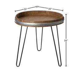 Wooden Wine Barrel Head End Table Accent Coffee Table by Vintiquewise -Camaflexi Shop brown vintiquewise end side tables qi003976 40 1000