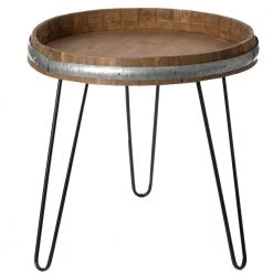 Wooden Wine Barrel Head End Table Accent Coffee Table by Vintiquewise -Camaflexi Shop brown vintiquewise end side tables qi003976 4f 1000