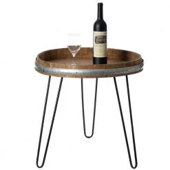 Wooden Wine Barrel Head End Table Accent Coffee Table by Vintiquewise