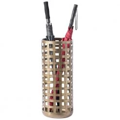 Round Metal Woven Umbrella Storage Stand by Vintiquewise -Camaflexi Shop brown vintiquewise umbrella stands qi003813 a0 1000