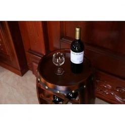 Wooden Barrel Shaped 14-Bottle Wine Rack by Vintiquewise -Camaflexi Shop brown vintiquewise wine racks qi003283 76 1000